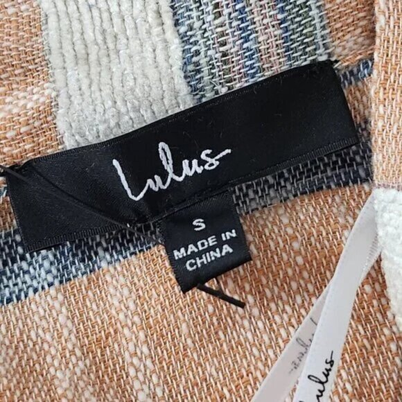 2/$30 Lulu’s Striped Double V-Neck Linen Blend Boho Dress Dusty Orange Size S - Picture 3 of 6